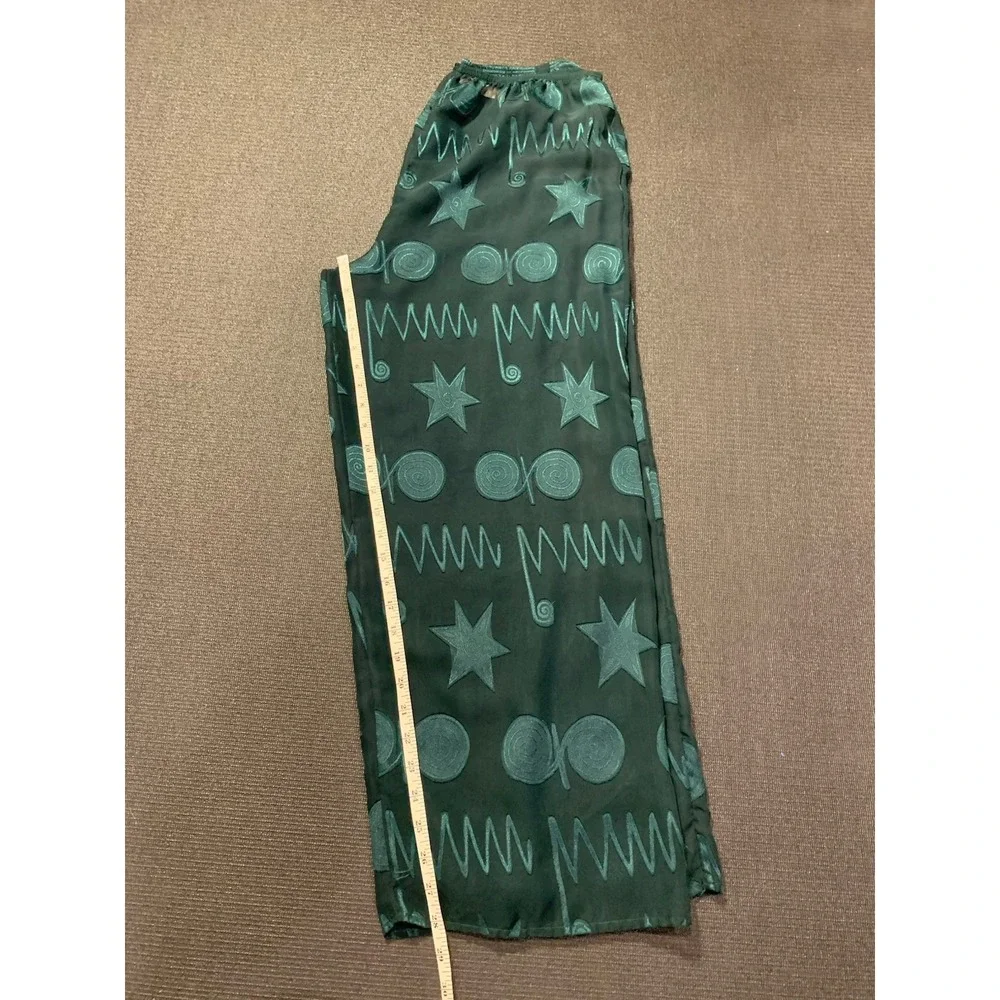 Victoria Secret Gold Label Sheer Pajamas Set Size Medium Green Geometric Vintage
